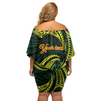 American Samoa Manua Cession Day Personalized Off Shoulder Short Dress Polynesian Wave Style LT9 - Polynesian Pride