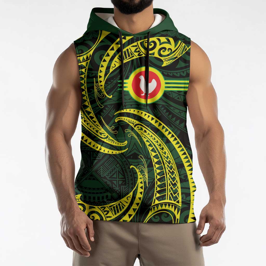 American Samoa Manua Cession Day Personalized Sleeveless Hoodie Polynesian Wave Style - Polynesian Pride
