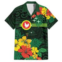 American Samoa Manu'atele Personalized Family Matching Off The Shoulder Long Sleeve Dress and Hawaiian Shirt Manua Island Hibiscus Flowers LT9 Dad's Shirt - Short Sleeve Green - Polynesian Pride