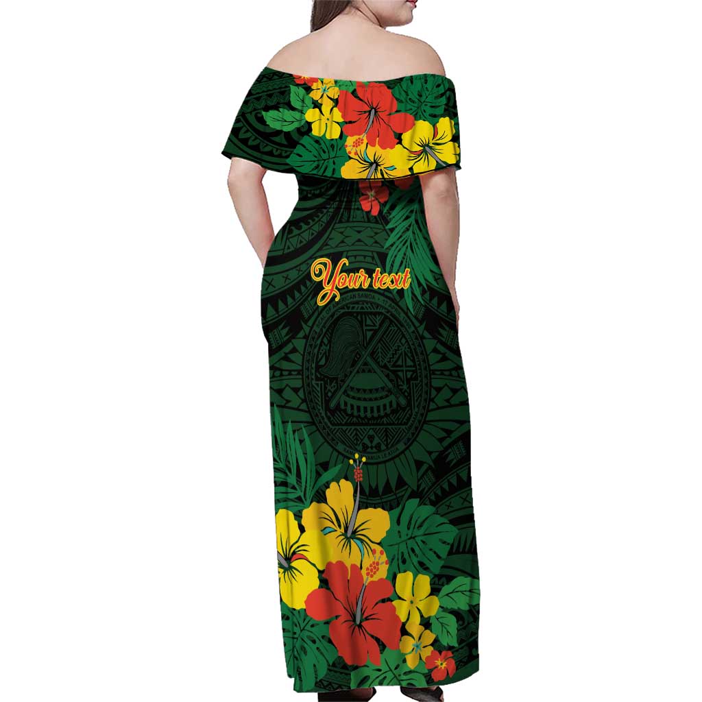 American Samoa Manu'atele Personalized Family Matching Off Shoulder Maxi Dress and Hawaiian Shirt Manua Island Hibiscus Flowers LT9 - Polynesian Pride