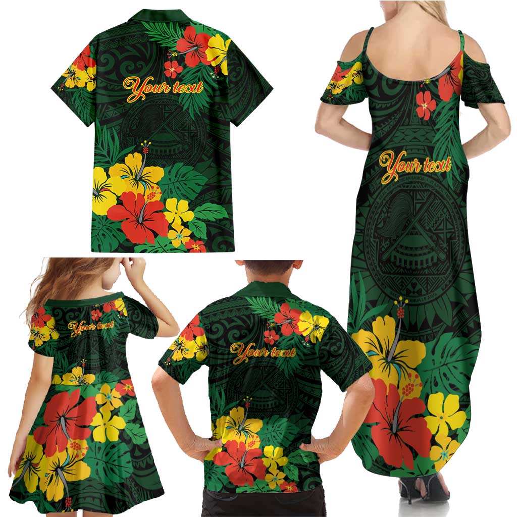 American Samoa Manu'atele Personalized Family Matching Summer Maxi Dress and Hawaiian Shirt Manua Island Hibiscus Flowers LT9 - Polynesian Pride