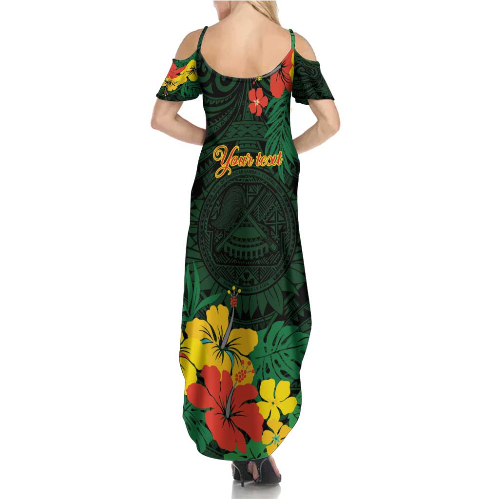 American Samoa Manu'atele Personalized Family Matching Summer Maxi Dress and Hawaiian Shirt Manua Island Hibiscus Flowers LT9 - Polynesian Pride