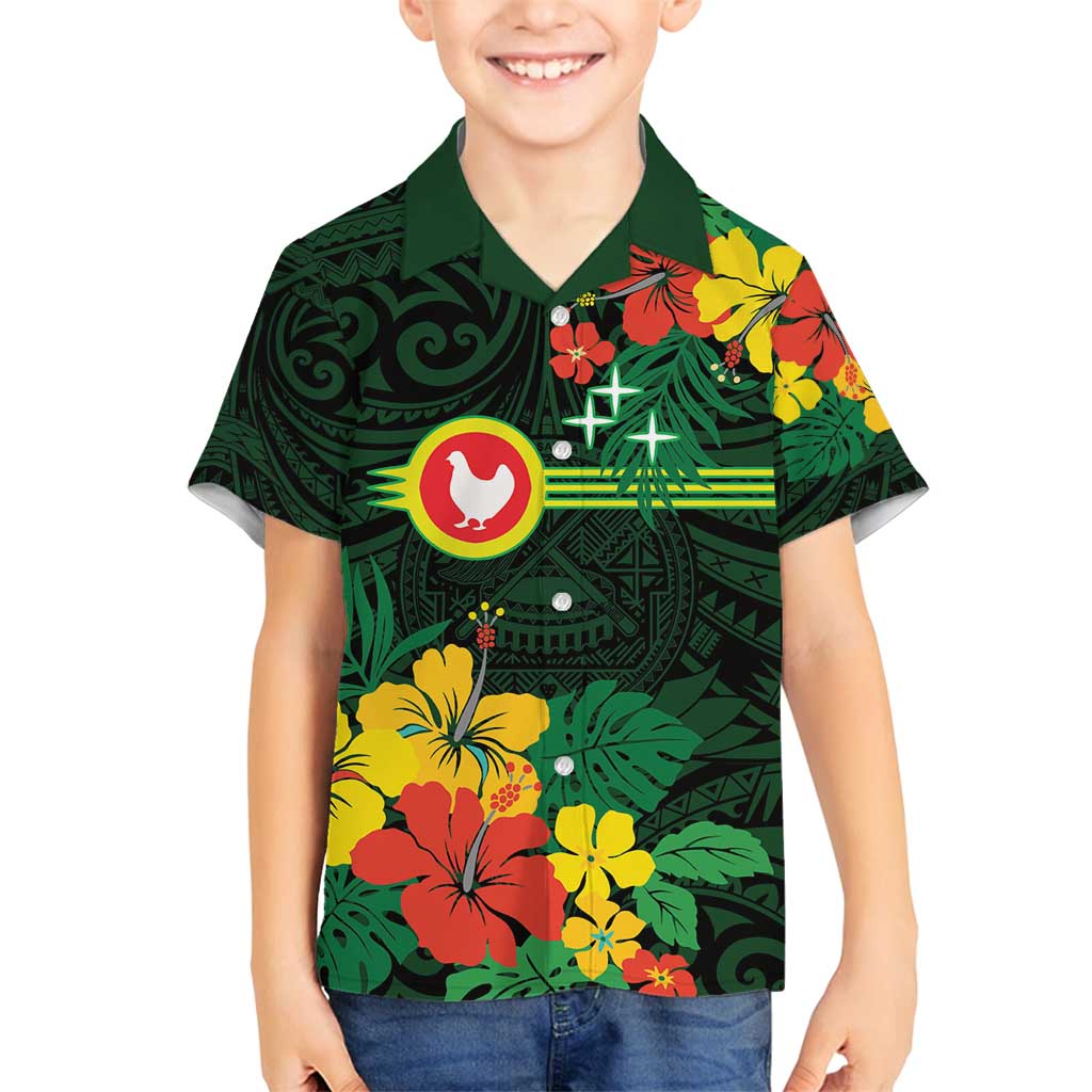American Samoa Manu'atele Personalized Family Matching Summer Maxi Dress and Hawaiian Shirt Manua Island Hibiscus Flowers LT9 Son's Shirt Green - Polynesian Pride