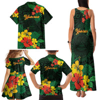 American Samoa Manu'atele Personalized Family Matching Tank Maxi Dress and Hawaiian Shirt Manua Island Hibiscus Flowers LT9 - Polynesian Pride