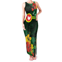 American Samoa Manu'atele Personalized Family Matching Tank Maxi Dress and Hawaiian Shirt Manua Island Hibiscus Flowers LT9 Mom's Dress Green - Polynesian Pride
