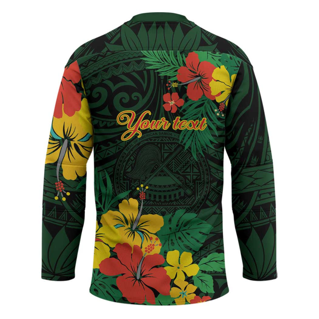 American Samoa Manu'atele Personalized Hockey Jersey Manua Island Hibiscus Flowers - Polynesian Pride