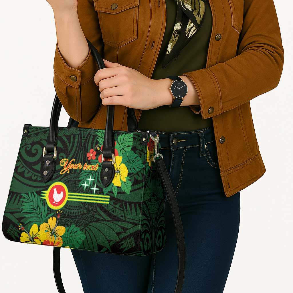 American Samoa Manu'atele Personalized Leather Bag Manua Island Hibiscus Flowers - Polynesian Pride