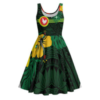 American Samoa Manu'atele Personalized Midi Dress Manua Island Hibiscus Flowers LT9 Green - Polynesian Pride