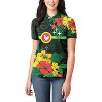 American Samoa Manu'atele Personalized Women Polo Shirt Manua Island Hibiscus Flowers