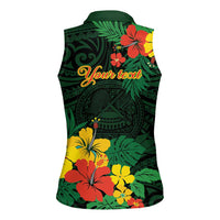 American Samoa Manu'atele Personalized Women Sleeveless Polo Shirt Manua Island Hibiscus Flowers LT9 - Polynesian Pride