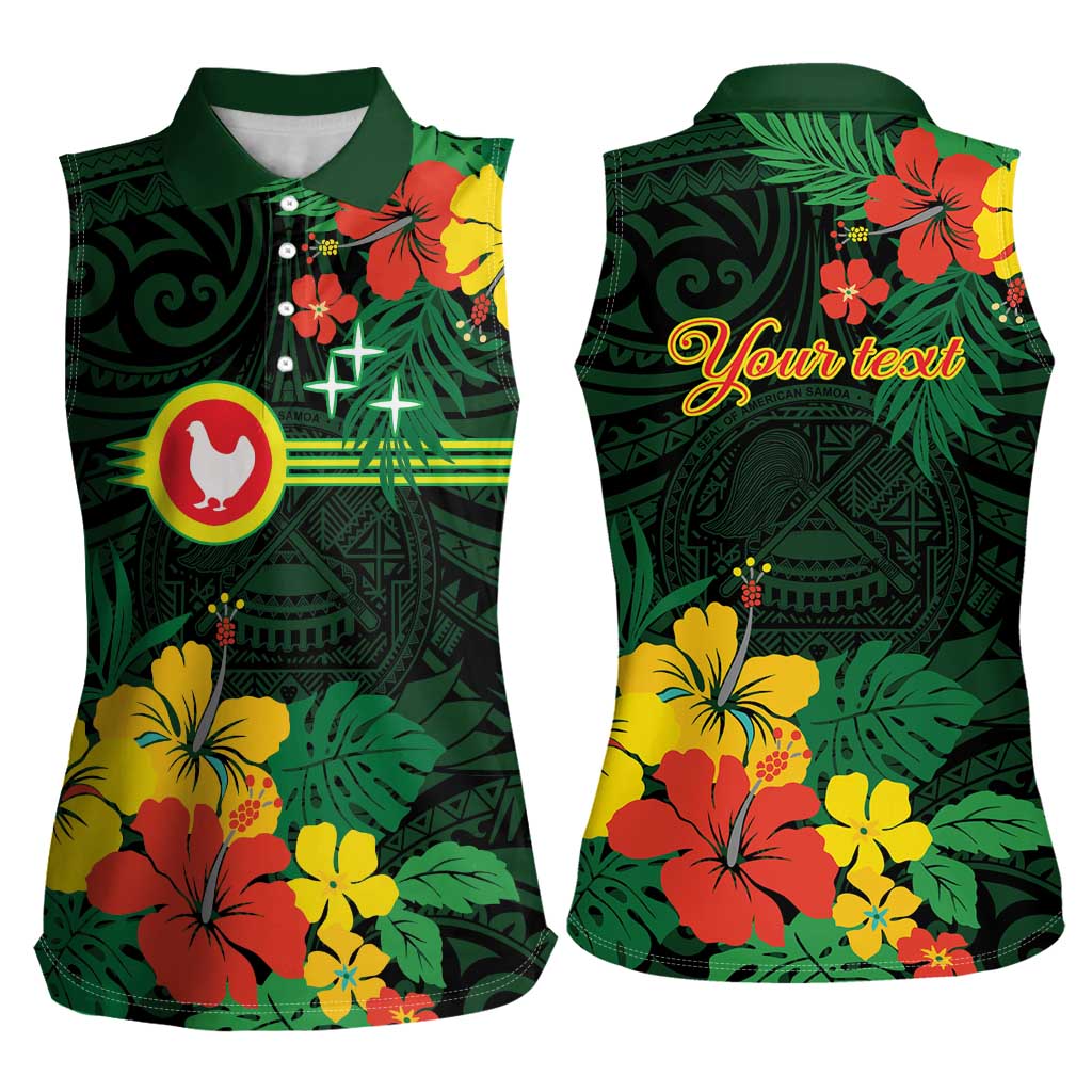 American Samoa Manu'atele Personalized Women Sleeveless Polo Shirt Manua Island Hibiscus Flowers LT9 - Polynesian Pride
