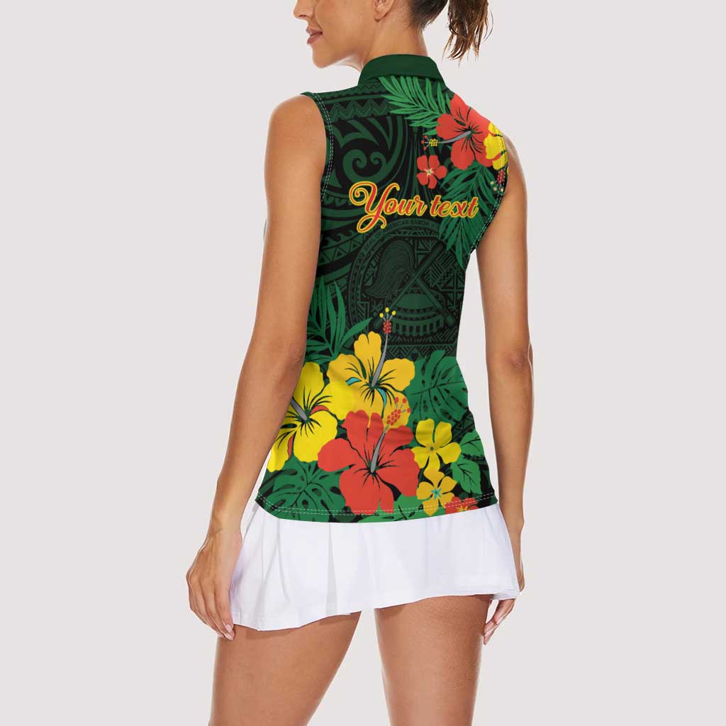 American Samoa Manu'atele Personalized Women Sleeveless Polo Shirt Manua Island Hibiscus Flowers LT9 - Polynesian Pride