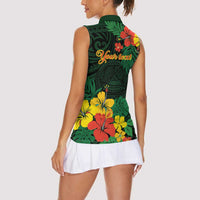 American Samoa Manu'atele Personalized Women Sleeveless Polo Shirt Manua Island Hibiscus Flowers LT9 - Polynesian Pride