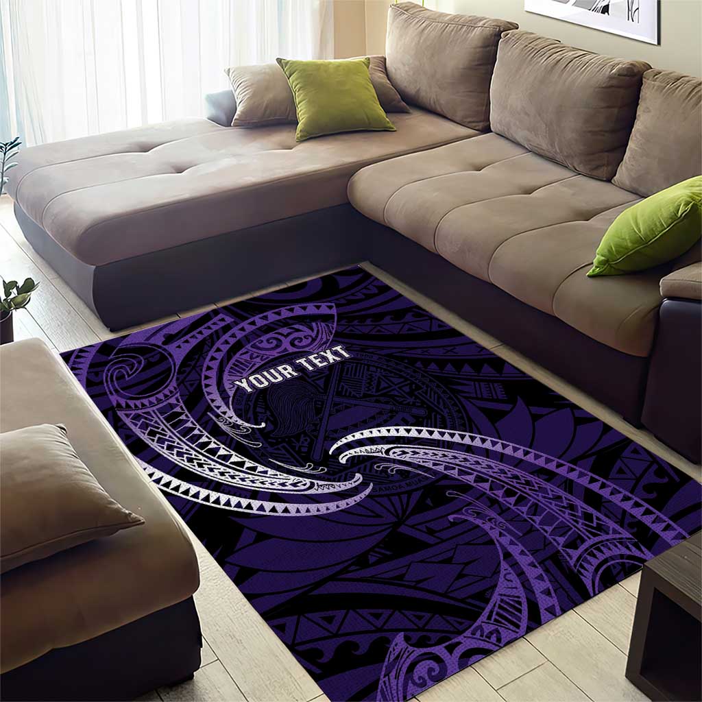 Manua Segaula American Samoa High School Personalized Area Rug Polynesian Wave Style