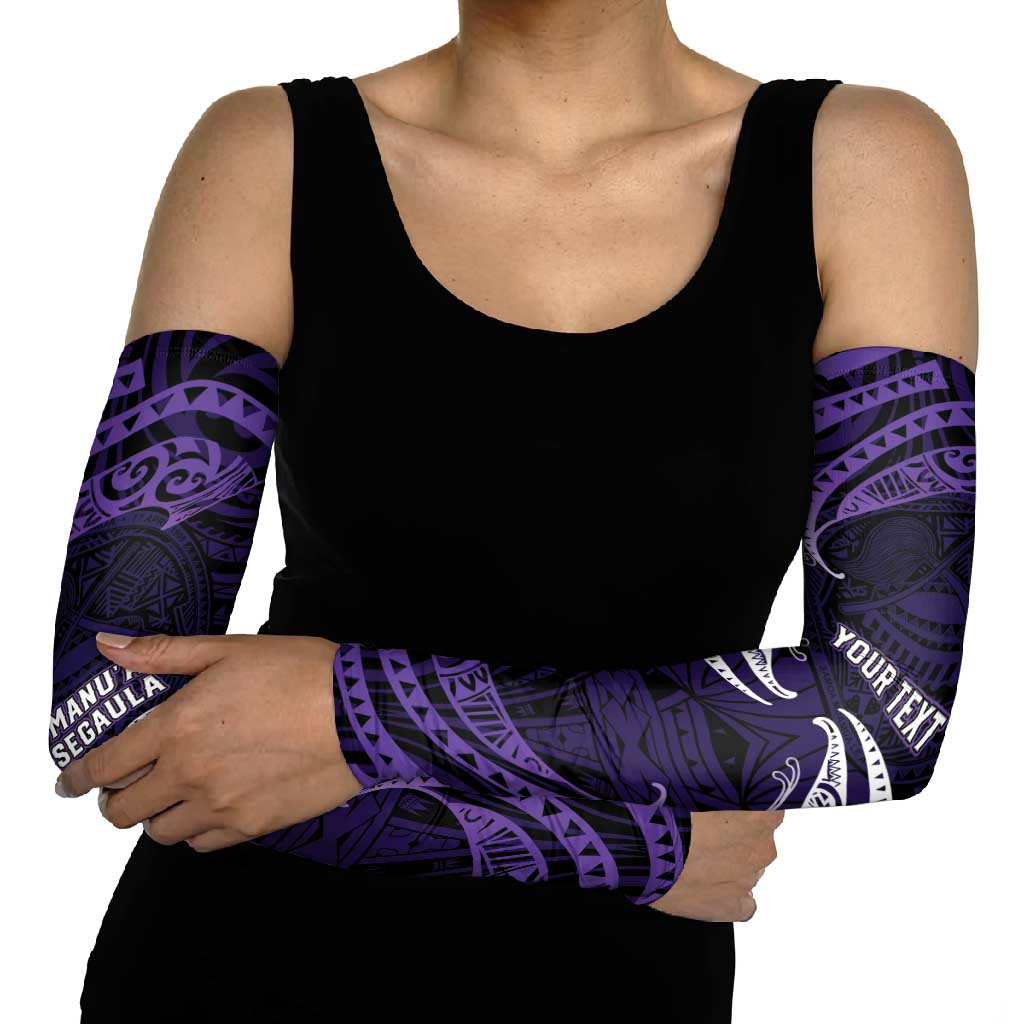 Manua Segaula American Samoa High School Personalized Arm Sleeves Polynesian Wave Style - Polynesian Pride