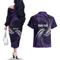 Manua Segaula American Samoa High School Personalized Couples Matching Off The Shoulder Long Sleeve Dress and Hawaiian Shirt Polynesian Wave Style LT9 - Polynesian Pride