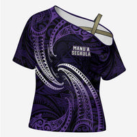 Manua Segaula American Samoa High School Personalized Cross Shoulder Shirt Polynesian Wave Style LT9 Female Purple - Polynesian Pride