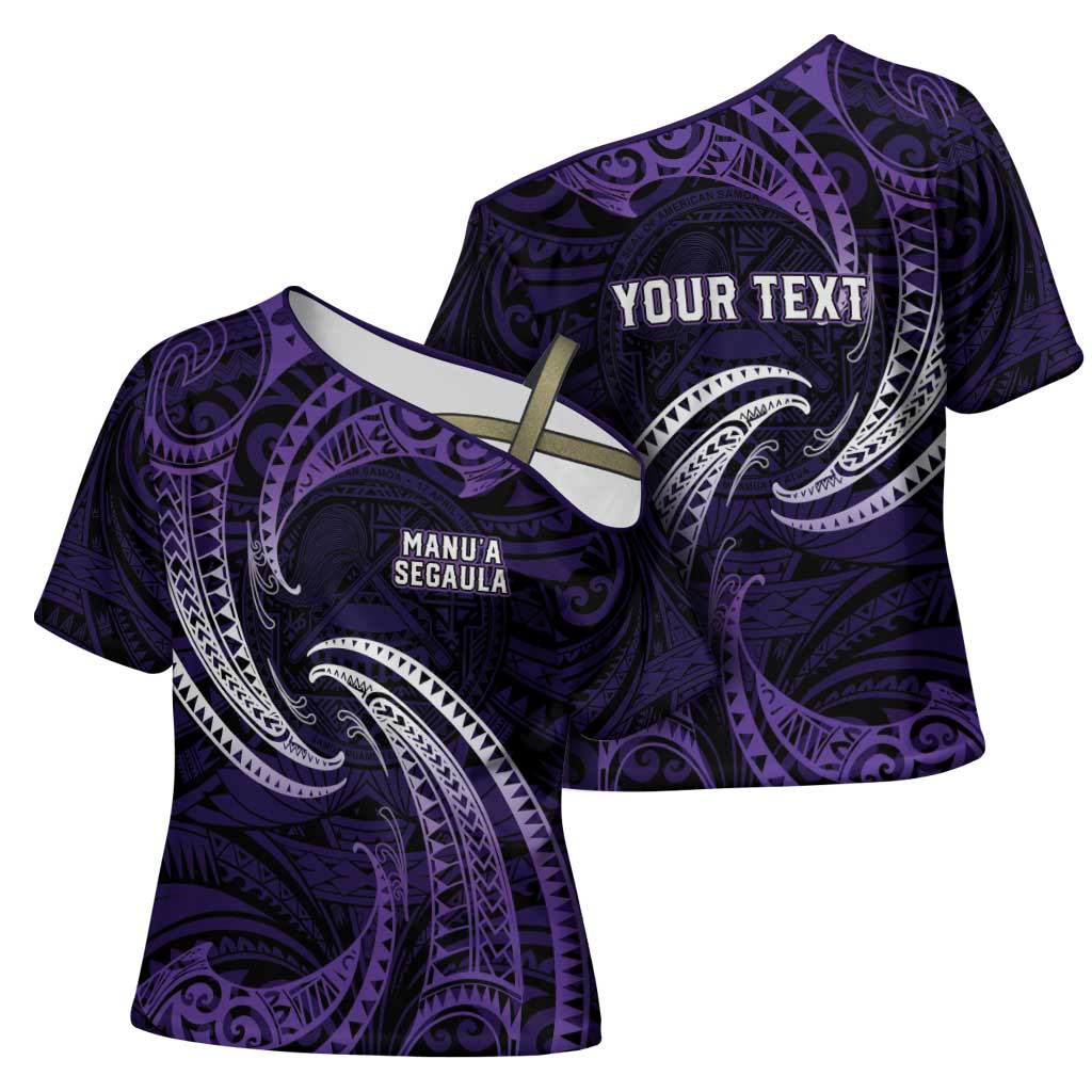 Manua Segaula American Samoa High School Personalized Cross Shoulder Shirt Polynesian Wave Style LT9 - Polynesian Pride