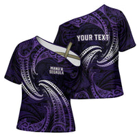 Manua Segaula American Samoa High School Personalized Cross Shoulder Shirt Polynesian Wave Style LT9 - Polynesian Pride