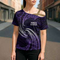 Manua Segaula American Samoa High School Personalized Cross Shoulder Shirt Polynesian Wave Style LT9 - Polynesian Pride