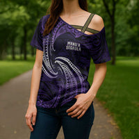 Manua Segaula American Samoa High School Personalized Cross Shoulder Shirt Polynesian Wave Style LT9 - Polynesian Pride