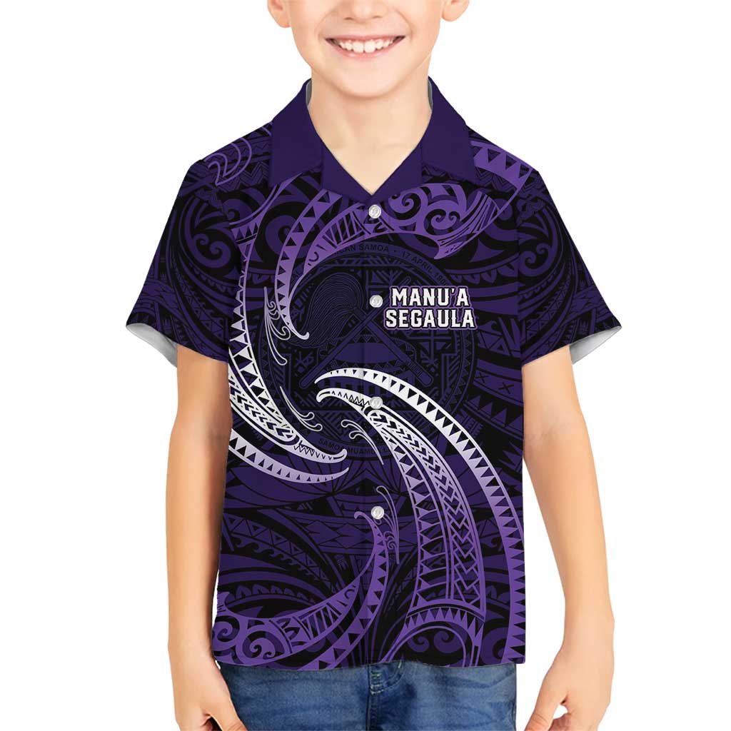 Manua Segaula American Samoa High School Personalized Family Matching Long Sleeve Bodycon Dress and Hawaiian Shirt Polynesian Wave Style LT9 Son's Shirt Purple - Polynesian Pride