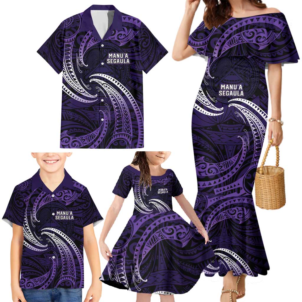 Manua Segaula American Samoa High School Personalized Family Matching Mermaid Dress and Hawaiian Shirt Polynesian Wave Style LT9 - Polynesian Pride