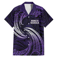 Manua Segaula American Samoa High School Personalized Family Matching Mermaid Dress and Hawaiian Shirt Polynesian Wave Style LT9 Dad's Shirt - Short Sleeve Purple - Polynesian Pride