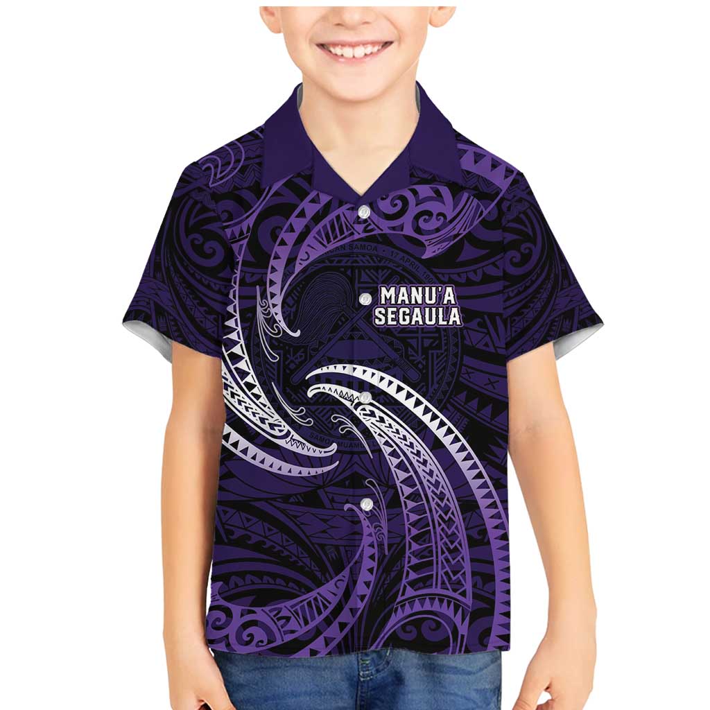 Manua Segaula American Samoa High School Personalized Family Matching Mermaid Dress and Hawaiian Shirt Polynesian Wave Style LT9 Son's Shirt Purple - Polynesian Pride