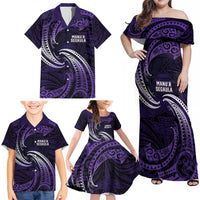 Manua Segaula American Samoa High School Personalized Family Matching Off Shoulder Maxi Dress and Hawaiian Shirt Polynesian Wave Style LT9 - Polynesian Pride