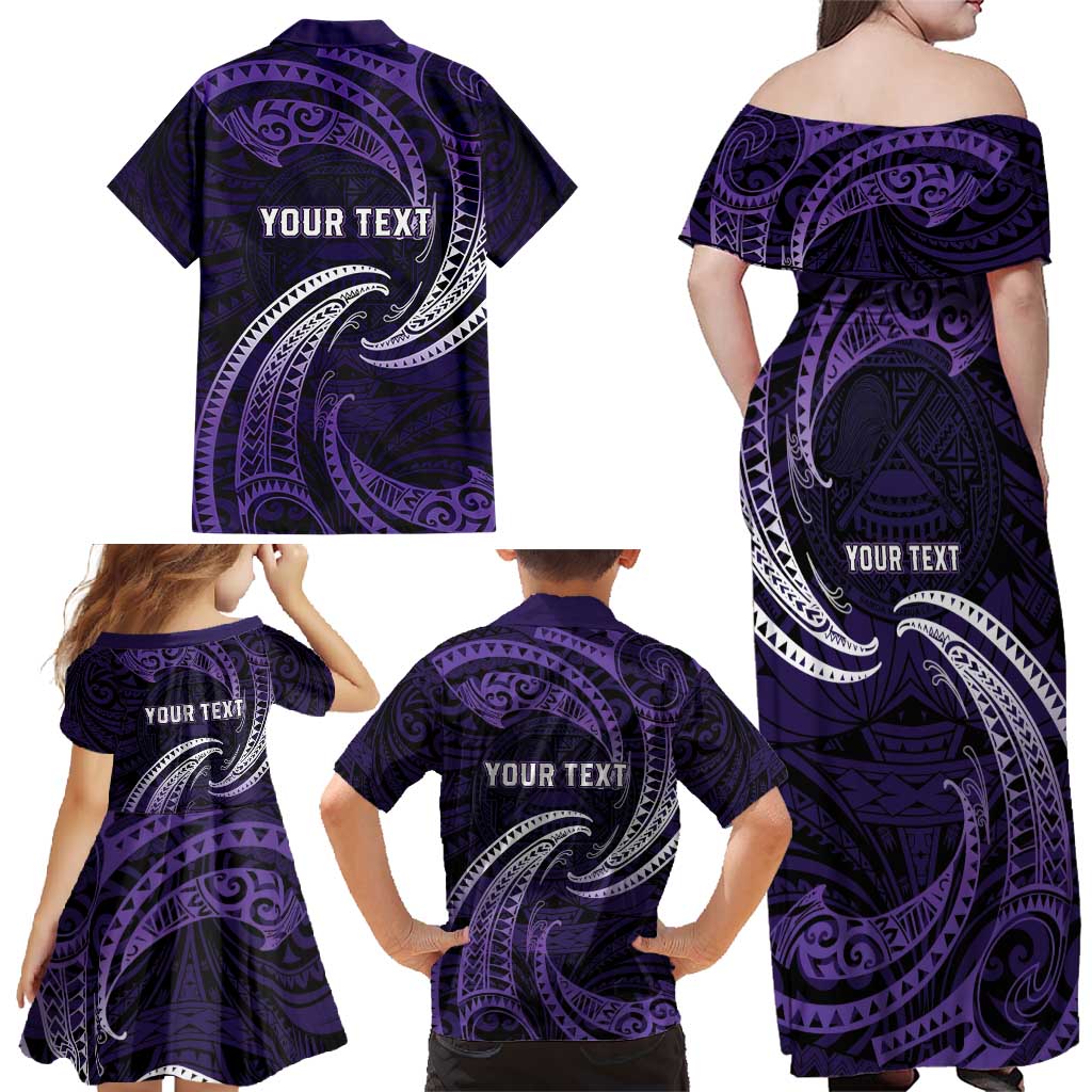 Manua Segaula American Samoa High School Personalized Family Matching Off Shoulder Maxi Dress and Hawaiian Shirt Polynesian Wave Style LT9 - Polynesian Pride