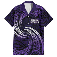 Manua Segaula American Samoa High School Personalized Family Matching Off Shoulder Maxi Dress and Hawaiian Shirt Polynesian Wave Style LT9 Dad's Shirt - Short Sleeve Purple - Polynesian Pride