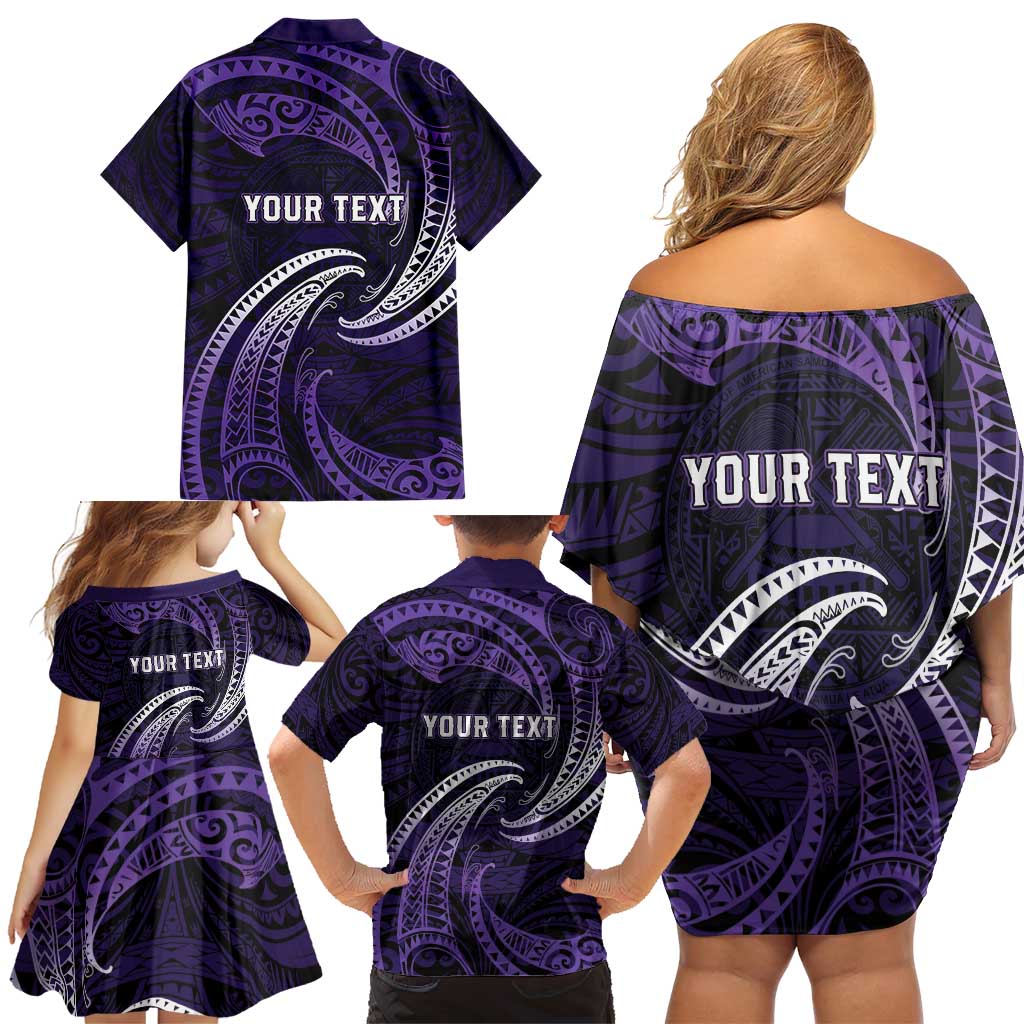 Manua Segaula American Samoa High School Personalized Family Matching Off Shoulder Short Dress and Hawaiian Shirt Polynesian Wave Style LT9 - Polynesian Pride