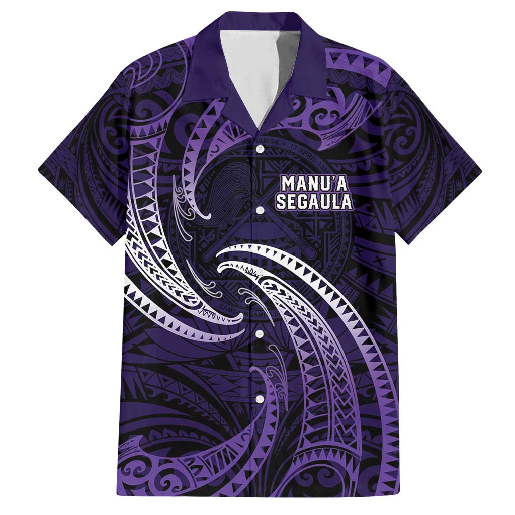 Manua Segaula American Samoa High School Personalized Family Matching Puletasi and Hawaiian Shirt Polynesian Wave Style LT9 Dad's Shirt - Short Sleeve Purple - Polynesian Pride