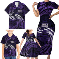 Manua Segaula American Samoa High School Personalized Family Matching Short Sleeve Bodycon Dress and Hawaiian Shirt Polynesian Wave Style LT9 - Polynesian Pride