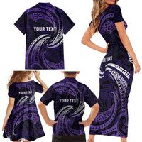 Manua Segaula American Samoa High School Personalized Family Matching Short Sleeve Bodycon Dress and Hawaiian Shirt Polynesian Wave Style LT9 - Polynesian Pride