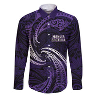 Manua Segaula American Samoa High School Personalized Family Matching Summer Maxi Dress and Hawaiian Shirt Polynesian Wave Style LT9 Dad's Shirt - Long Sleeve Purple - Polynesian Pride