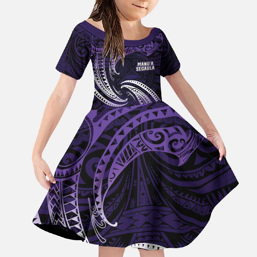 Manua Segaula American Samoa High School Personalized Family Matching Tank Maxi Dress and Hawaiian Shirt Polynesian Wave Style LT9 Daughter's Dress Purple - Polynesian Pride