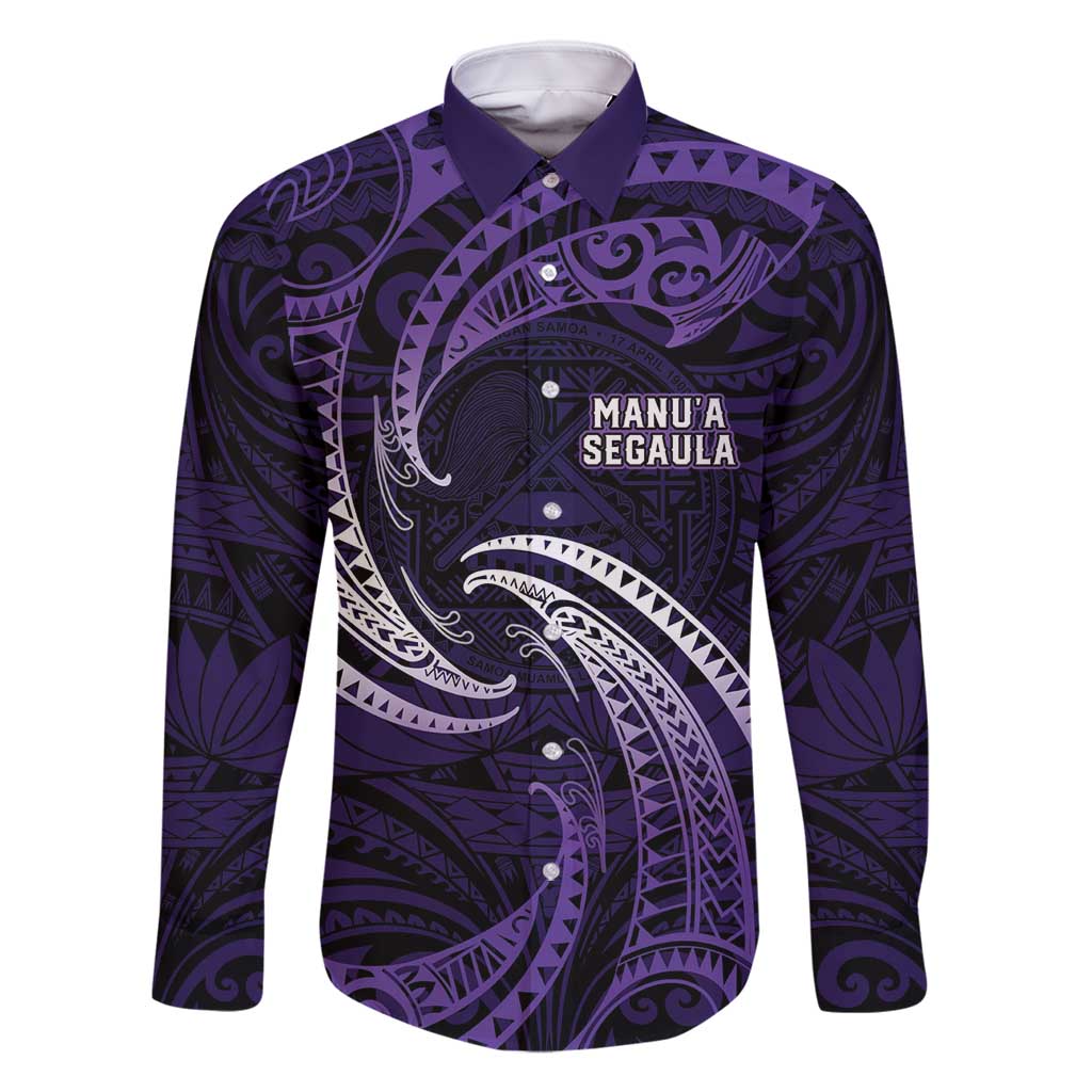 Manua Segaula American Samoa High School Personalized Family Matching Tank Maxi Dress and Hawaiian Shirt Polynesian Wave Style LT9 Dad's Shirt - Long Sleeve Purple - Polynesian Pride