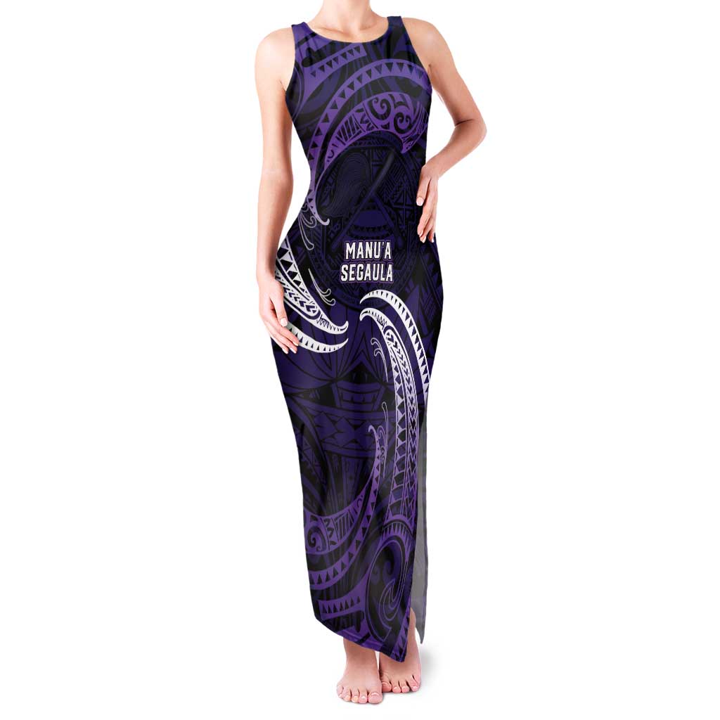 Manua Segaula American Samoa High School Personalized Family Matching Tank Maxi Dress and Hawaiian Shirt Polynesian Wave Style LT9 Mom's Dress Purple - Polynesian Pride