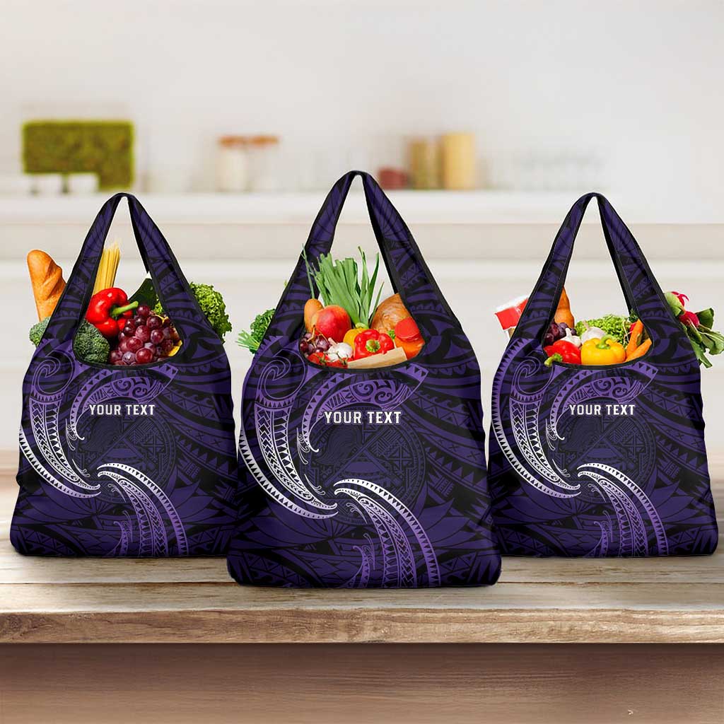 Manua Segaula American Samoa High School Personalized Grocery Bag Polynesian Wave Style
