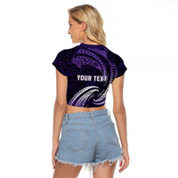 Manua Segaula American Samoa High School Personalized Raglan Cropped T Shirt Polynesian Wave Style