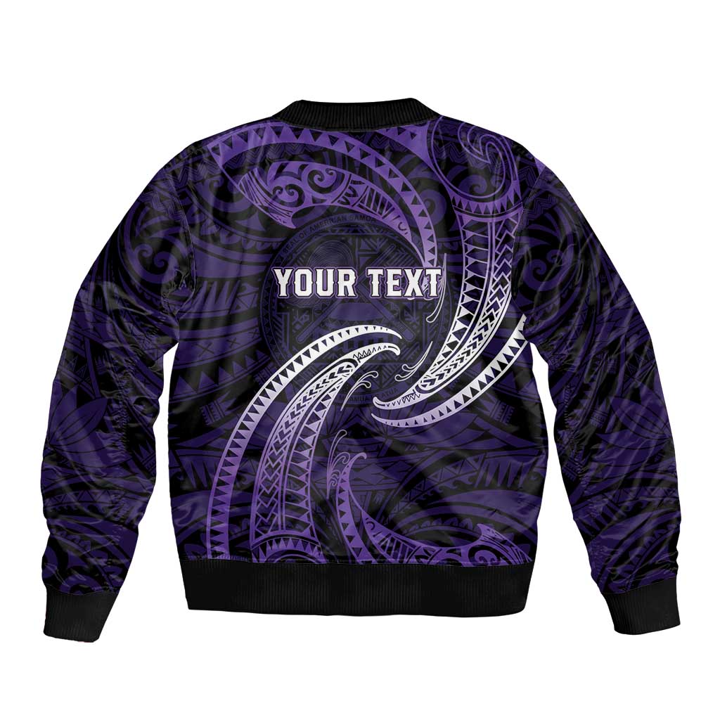 Manua Segaula American Samoa High School Personalized Sleeve Zip Bomber Jacket Polynesian Wave Style