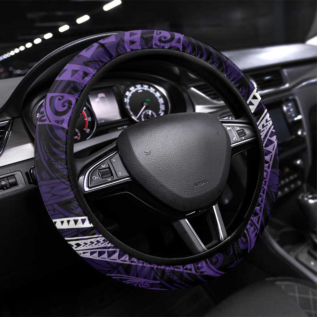 Manua Segaula American Samoa High School Steering Wheel Cover Polynesian Wave Style