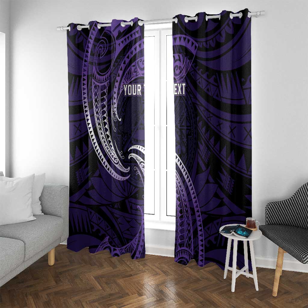 Manua Segaula American Samoa High School Personalized Window Curtain Polynesian Wave Style