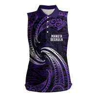 Manua Segaula American Samoa High School Personalized Women Sleeveless Polo Shirt Polynesian Wave Style LT9 Female Purple - Polynesian Pride