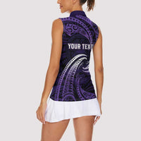 Manua Segaula American Samoa High School Personalized Women Sleeveless Polo Shirt Polynesian Wave Style LT9 - Polynesian Pride