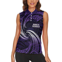Manua Segaula American Samoa High School Personalized Women Sleeveless Polo Shirt Polynesian Wave Style LT9 - Polynesian Pride