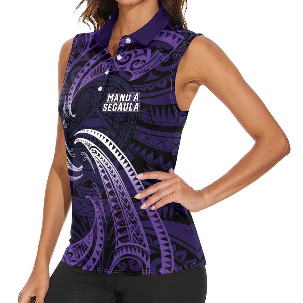 Manua Segaula American Samoa High School Personalized Women Sleeveless Polo Shirt Polynesian Wave Style LT9 - Polynesian Pride