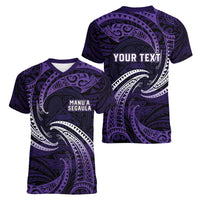 Manua Segaula American Samoa High School Personalized Women V-Neck T-Shirt Polynesian Wave Style